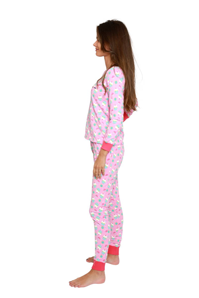 Happy Pyjama lichtroze damespyjama met cupcake prints