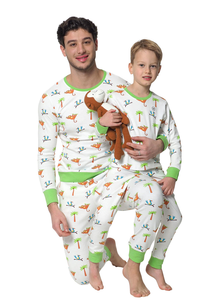 Happy Pyjama's heren Junlge - te gekke pyjama met aapjes, excotische vogels en palmbomen