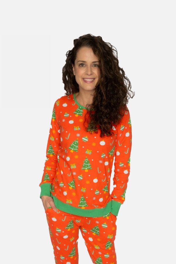 Rode Kerst pyjama - dennenbomen - cadeaus - candy
