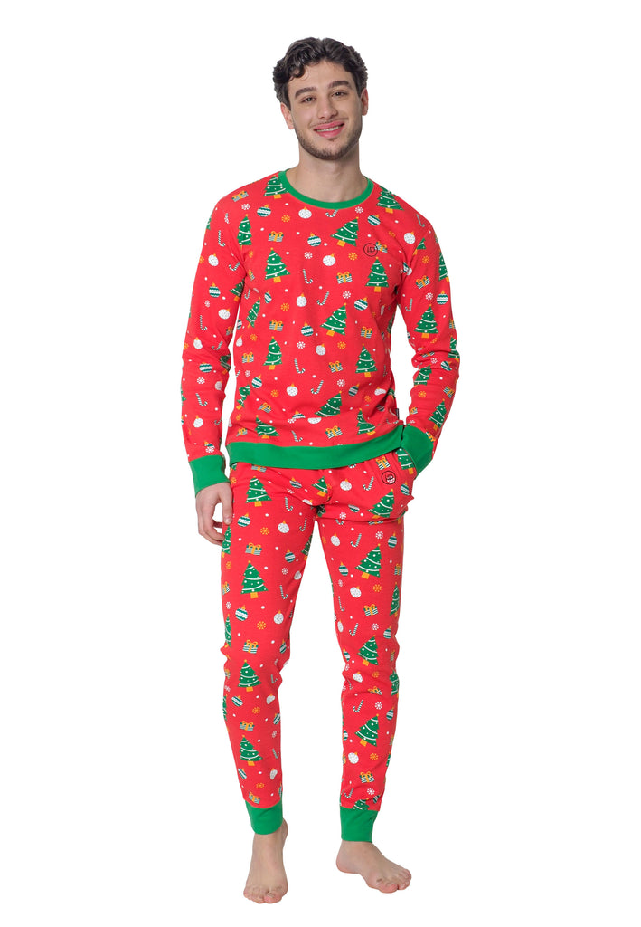 Happy Pyjama's Kerst - kerstboom, muts, kerstballen prints